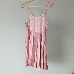 Pink embroidered sun dress